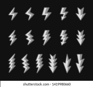 lightning and thunder icon set,filled outline shade,vector and illustration