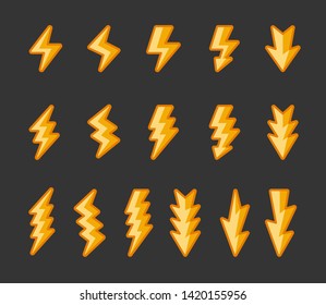 lightning and thunder icon set,filled outline shade,vector and illustration