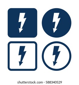 Lightning Thunder Icon. Vector Blue Buttons