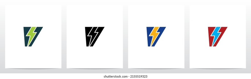 Lightning Thunder Letter Logo Design V