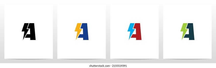 Lightning Thunder Letter Logo Design A