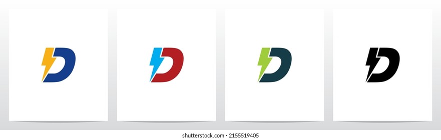 Lightning Thunder Letter Logo Design D