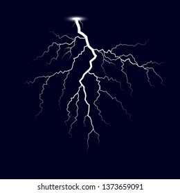 Lightning. Thunder storm lightnings. Vector Illustration isolated on dark background