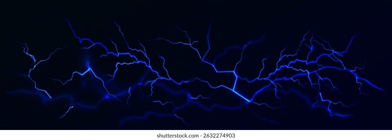 Lightning. Thunder storm realistic lightning. Bright light effects. Blue lightning. Vector illustration