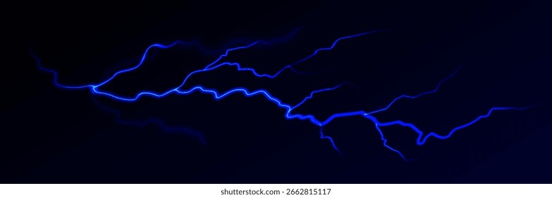 Relámpago. Tormenta de truenos relámpago realista. Efectos de luz brillante. Relámpago azul. Ilustración vectorial