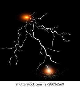 Blitz. Gewitter realistischen Blitz. Helle Lichteffekte. Blitzableiter Magische und helle Lichteffekte