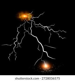 Blitz. Gewitter realistischen Blitz. Helle Lichteffekte. Blitzableiter Magische und helle Lichteffekte