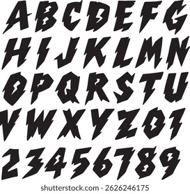 Lightning Thunder typography font lettering ABC cartoon vector text