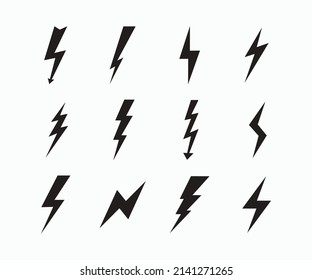 Lightning Thunderbolt Icon Set. Flash Symbol Illustration Set. Lighting Flash Icons Set.