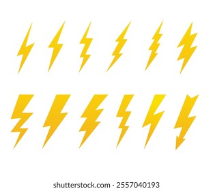 Lightning thunderbolt icon vector. Flash symbol illustration. Lighting Flash Icons Set. Flat Style on white background stock illustration