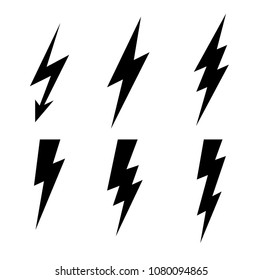 Lightning thunderbolt icon vector.Flash symbol illustration.Lighting Flash Set. Flat Style on  white background.Black silhouette and lightning bolt icon.Instant icon