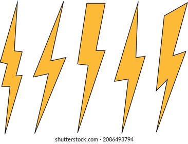 Lightning thunderbolt icon vector.Lighting Flash Icons Set. Flat Style.