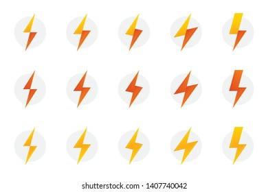 Lightning thunderbolt Signs Isolated On White Background