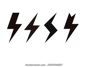 lightning, thunderbolt - symbol, set of symbols, vector illustration