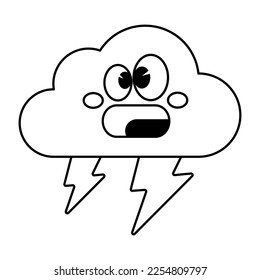 Lightning thunderstorm cloud weather thin line icon.