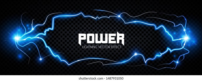 Lightning. Thunderstorm light effect. Neon electric light. Power design.