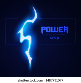 Lightning. Thunderstorm light effect. Neon electric light. Power design.