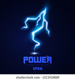 Lightning. Thunderstorm light effect. Neon electric light. Power design.