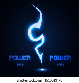 Lightning. Thunderstorm light effect. Neon electric light. Power design.