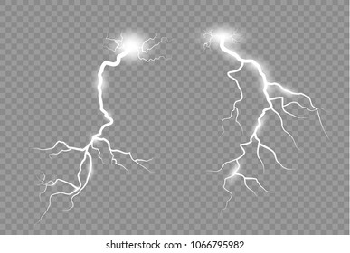 Lightning and thunder-storm. Magic glow and sparkle bright lighting effect.
