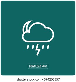 lightning thunderstorm rainy night vector icon weather forecast