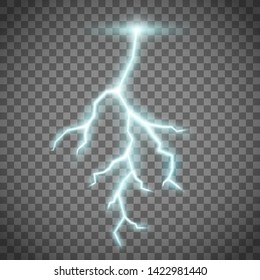Lightning or thunderstorm template isolated on a transparent background. Energy electrical discharge. Vector illustration.