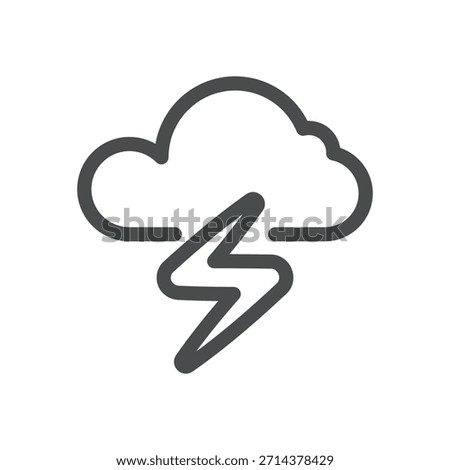 Lightning Thunderstorm Weather Icon, electric storm bolt and severe warning forecast, linear thin isolated Pictogram