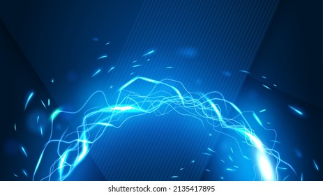Lightning Trail Background, Elegant Line Spin. Widescreen Vector Illustration