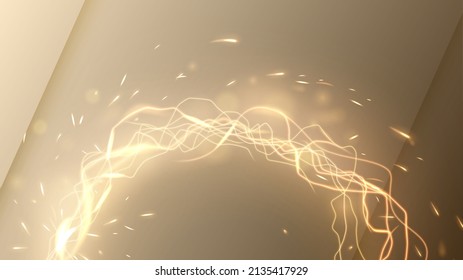 Lightning Trail Background, Elegant Line Spin. Widescreen Vector Illustration