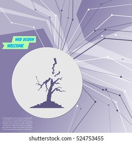 lightning and tree icon on purple abstract modern background. The lines in all directions. With room for your advertising. Vector illustration