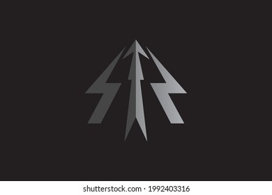 lightning trident abstract logo, a combination of lightning and arrows that form a spear. very suitable for companies, industries, icons, and brands.