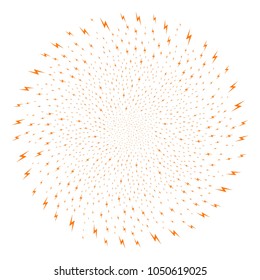 Lightning twirl exploding globula. Element twirl created from scatter lightning symbols. Vector illustration style is flat iconic symbols.