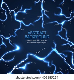 Lightning vector background. Bright lightning electricity pattern, electrician charge lightning vector illustration with text