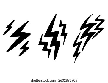Lightning vector design illustration isolated on white background. Flat design, simple and hand drawn.