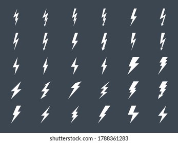 Lightning Vector Gluph Icons Set. Expand to any Size - Easy Change Color.