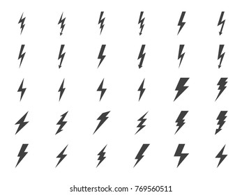 Lightning Vector Gluph Icons Set. Expand to any Size - Easy Change Colour.
