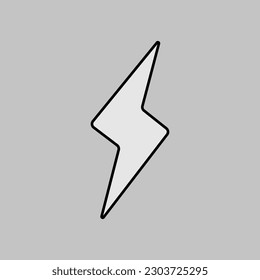 Lightning vector grayscale icon. Meteorology sign. Graph symbol for travel, tourism and weather web site and apps design, logo, app, UI