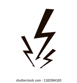 Lightning vector icon set. Thunder charging power for electricity energy and batteries. Thunderstorm.