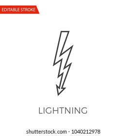 Lightning Vector Icon. Thin Line Vector Illustration. Adjust stroke weight - Expand to any Size - Easy Change Colour - Editable Stroke