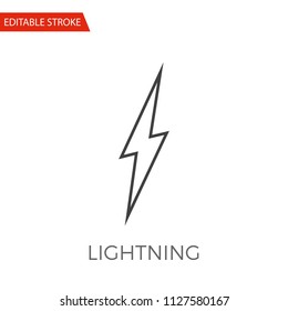 Lightning Vector Icon. Thin Line Vector Illustration. Adjust stroke weight - Expand to any Size - Easy Change Colour - Editable Stroke