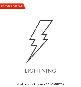 Lightning Vector Icon. Thin Line Vector Illustration. Adjust stroke weight - Expand to any Size - Easy Change Colour - Editable Stroke