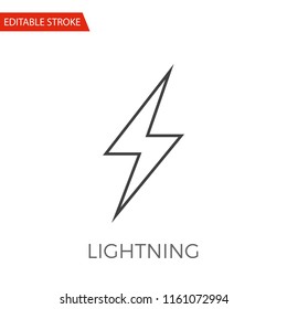 Lightning Vector Icon. Thin Line Vector Illustration. Adjust stroke weight - Expand to any Size - Easy Change Colour - Editable Stroke