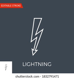 Lightning Vector Icon. Thin Line Vector Illustration. Adjust stroke weight - Expand to any Size - Easy Change Colour - Editable Stroke