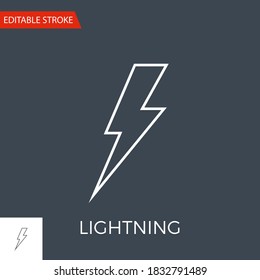 Lightning Vector Icon. Thin Line Vector Illustration. Adjust stroke weight - Expand to any Size - Easy Change Colour - Editable Stroke