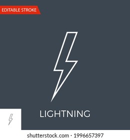 Lightning Vector Icon. Thin Line Vector Illustration. Adjust stroke weight - Expand to any Size - Easy Change Colour - Editable Stroke