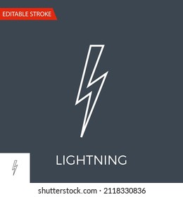 Lightning Vector Icon. Thin Line Vector Illustration. Adjust stroke weight - Expand to any Size - Easy Change Colour - Editable Stroke