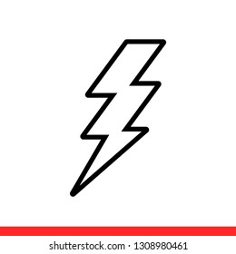 Lightning vector icon, thunder symbol. Simple, flat design for web or mobile app