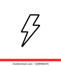 Lightning vector icon, thunder symbol. Simple, flat design for web or mobile app