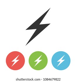 Lightning vector one flat solid icon isolated on white background for webdesign or weather app