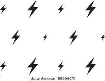 Lightning Vector and Repeat Print - Black and White - Monochrome